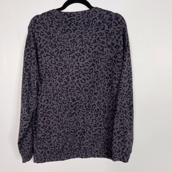 Athleta Medium Gray Leopard Print Luxe Sweatshirt Pullover CYA Spring Night M - Picture 2 of 10